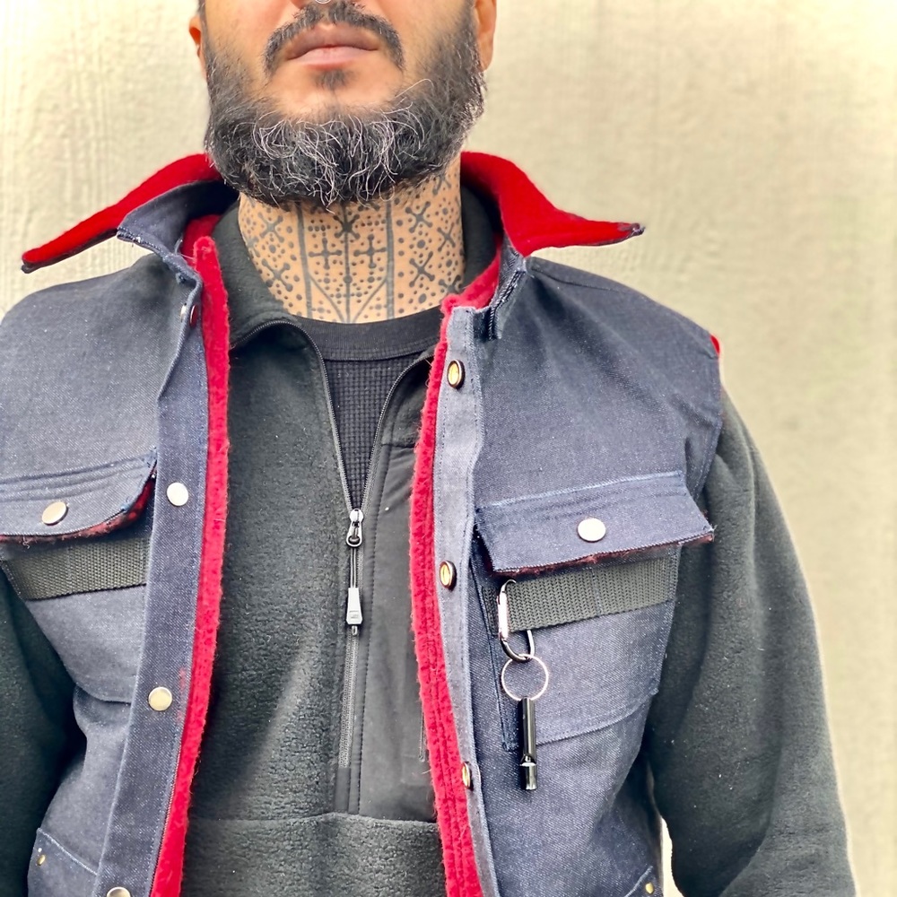 🦊 FOX & VIXEN || HANDMADE VINTAGE || Unisex Blanket-Lined Dead-Stock Denim Vest